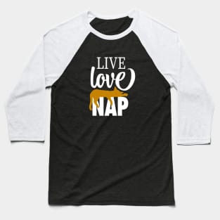 Live Love Nap Sleepy Orange Tabby Cat - Lazy Day Kitty Lover Baseball T-Shirt